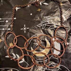Hammered Copper-Tone Interlocking Circle Necklace - Women Jewelry